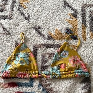 Montce Gold Floral Bikini Top L